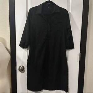 Effortless Chic Collared Sheer Dress | Black Statement Layering Piece | L